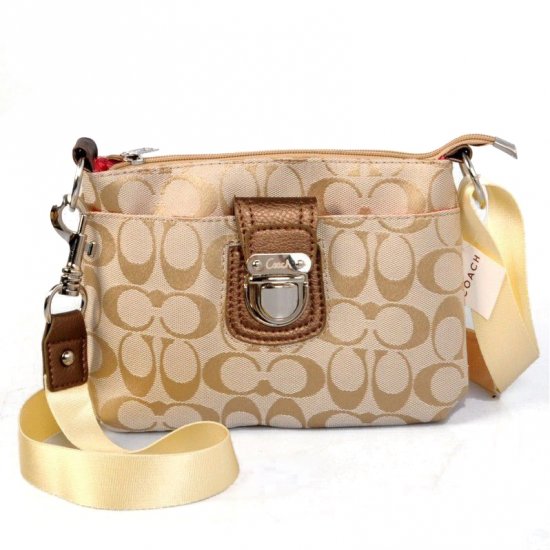 Coach Lock In Signature Small Yellow Crossbody Bags CFE Coach Lock In Signature Small Yellow Crossbody Bags CFE